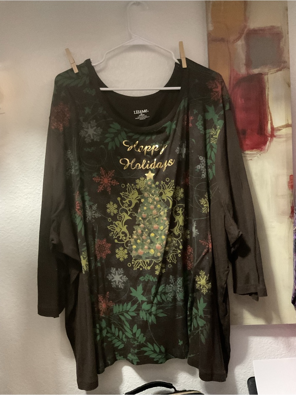Liz & Me Black Festive Tree Graphic Tunic